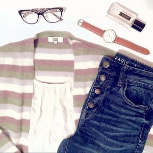 True Craft Striped Duster Cardigan Size Small